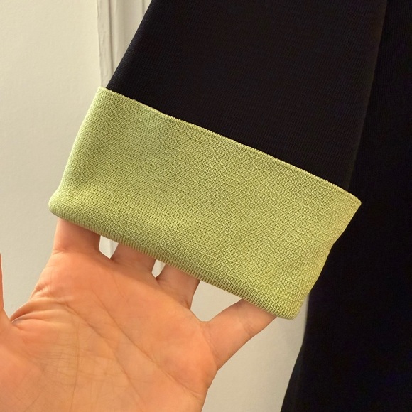 Misook Cardigan Sweater Black with Green Trim Womens size Medium - Picture 2 of 6